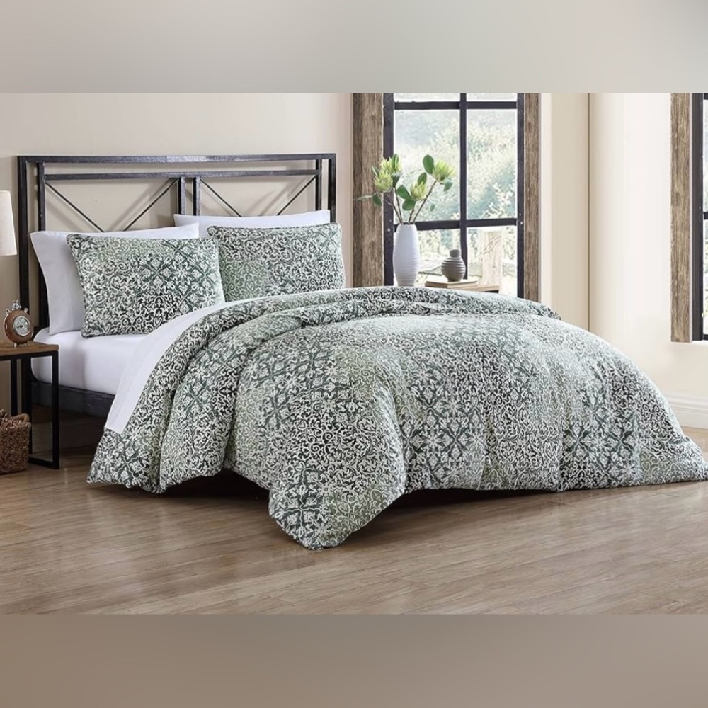 Stone Cottage Abingdon Green Duvet Set Queen New - Picture 6 of 10